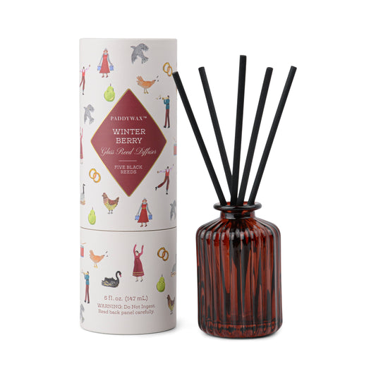 Christmas 5fl oz./147ml Ribbed Glass Diffuser - Red - Winter Berry