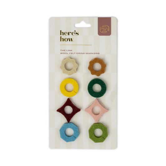 The Link Felt Drink Tags - Set of 8 Neutral