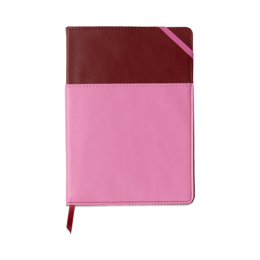 Vegan Leather Pocket Journal - Burgundy & Pink (FSC Mix Credit)